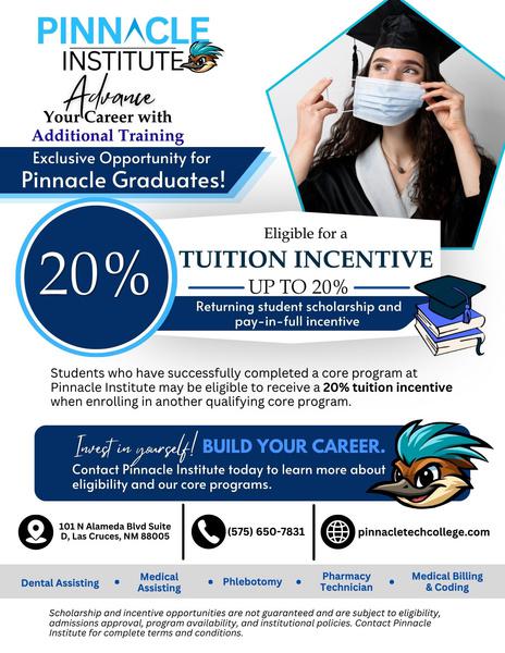 Pinnacle Institute tuition incentive flyer
